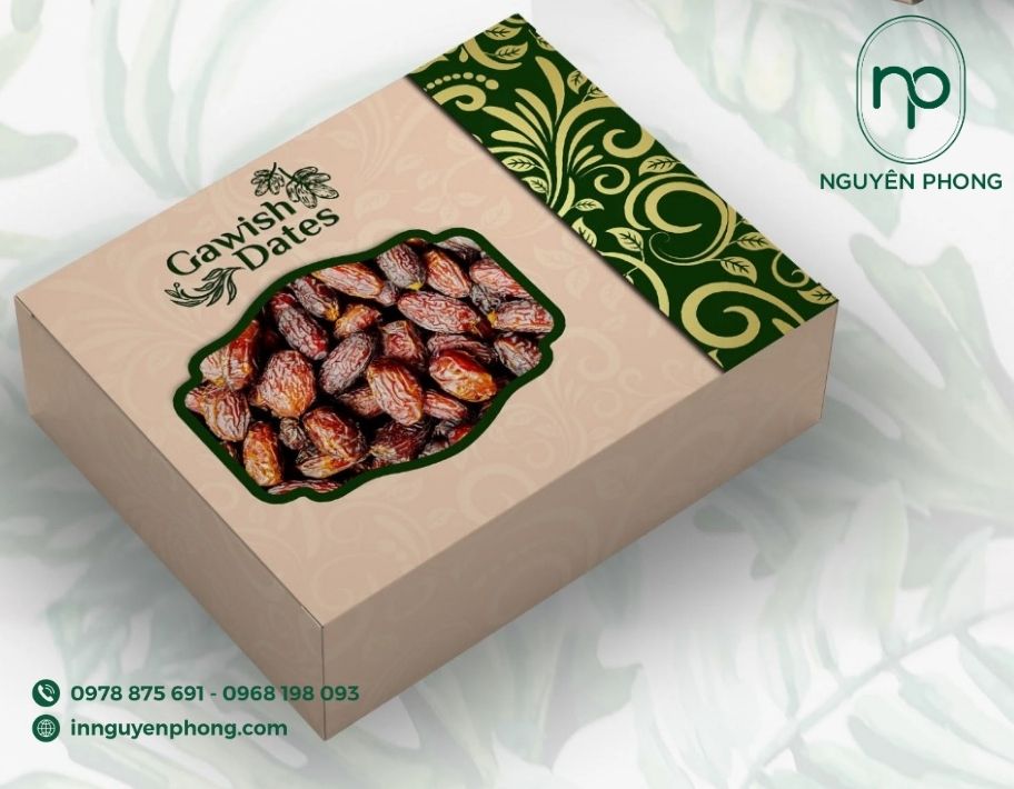Mẫu in hộp chà là kraft 